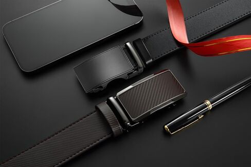 DOOPAI Men's Ratchet Leather Belt Set - 2 Pack Sliding Belt Adjustable For Gift Mens Dress Casual 1 3/8",Cut for Fit in Saudi Arabia