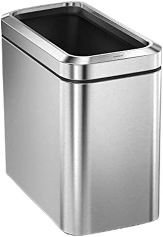 Simplehuman 25 لتر / 6.6 جالون سلة مهملات صغيرة رفيعة مفتوحة من الأعلى، سلة مهملات مكتبية من الدرجة التجارية الثقيلة، فولاذ مقاوم للصدأ مصقول in Kuwait