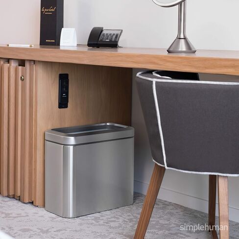 Simplehuman 25 لتر / 6.6 جالون سلة مهملات صغيرة رفيعة مفتوحة من الأعلى، سلة مهملات مكتبية من الدرجة التجارية الثقيلة، فولاذ مقاوم للصدأ مصقول in Kuwait