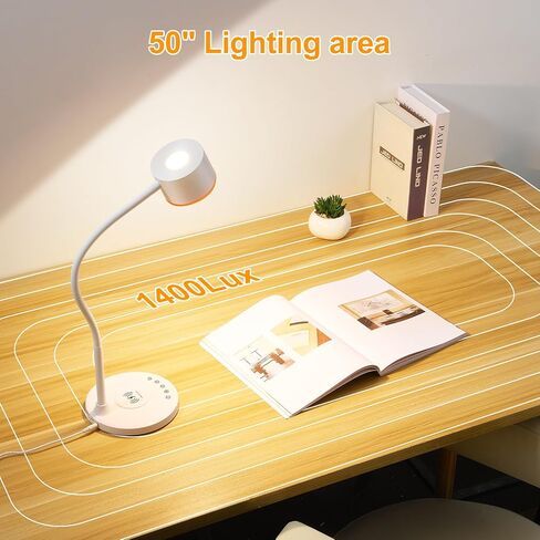 مصباح مكتب، مصباح مكتب LED للمكتب المنزلي مع منافذ شحن USB C + A، شاحن لاسلكي، 5 ألوان مؤقت/ذاكرة مصباح قراءة قابل للتعتيم بدون خطوات، مصباح طاولة يعمل باللمس للعناية بالعين، ضوء مكتب أسود للنوم in Saudi Arabia