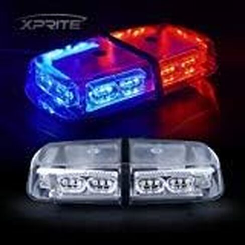 Xprite Amber Yellow 36 مصباح LED للطوارئ على السطح ميني بار 16 وضعًا وامضًا للتحذير منارة ضوء مع قاعدة مغناطيسية لمركبات إنفاذ القانون والشاحنات وسيارات البناء ومحراث الثلج in Kuwait