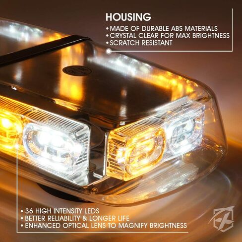 Xprite Amber Yellow 36 LED Rooftop Emergency Strobe Lights Mini Bar 16 Flashing Modes Warning Beacon Light w/Magnetic Base for Law Enforcement Hazard Vehicles Trucks Snow Plow Construction Cars in Kuwait