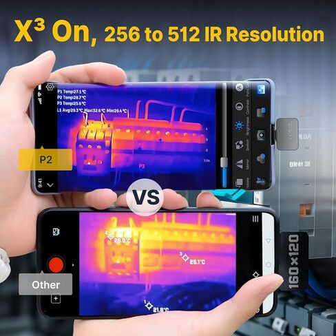 Thermal Camera for Android Phone, P2 Thermal Imager with 512 × 384 Super IR Resolution, 256 × 192 IR Resolution, Infrared Camera with 15X Zoom, 1.5℃ PCB Accuracy, -4°F~1112°F Temp Range in Saudi Arabia