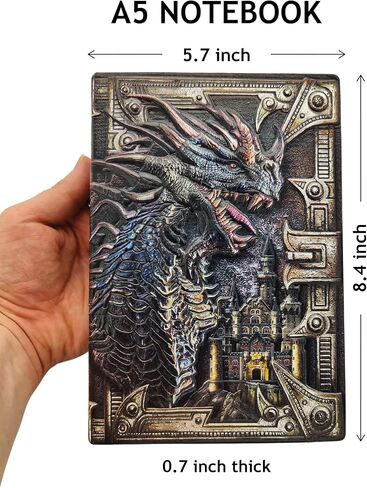 Futhark DND Notebook/Journal - 200 Pages with 3D Bronze Dragon Embossed Faux Leather Cover with Pen and Pen Holder - Ideal for Dungeons & Dragons/D&D. Great RPG Accessories Gift for DM & Players in Saudi Arabia