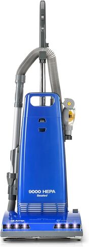 مكنسة كهربائية عمودية Prolux 9000 - ترشيح HEPA قوي، وغرفة غبار مملوءة بأكياس للحماية من الحساسية، ولفافة فرشاة من الفولاذ المقاوم للصدأ، وأدوات مدمجة، ودواسة التحكم في لفة الفرشاة in Kuwait