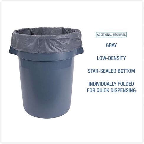 بطانات العلب الصناعية ذات الكثافة المنخفضة الخطية من Boardwalk، 56 جالونًا، 1.3 مل، 43 × 47، رمادي، 100/كرتون in Kuwait
