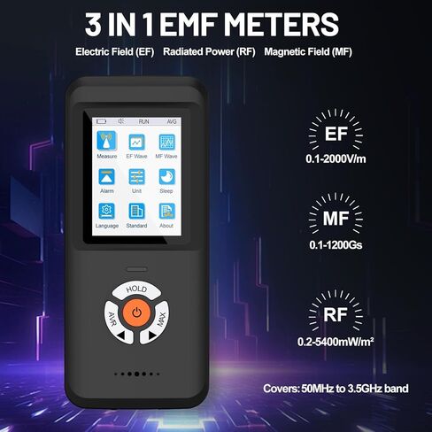مقياس EMF، كاشف إشعاع المجال الكهرومغناطيسي الرقمي القابل لإعادة الشحن من AKSTEST، كاشف EMF رقمي LCD محمول باليد، اختبار رائع لفحص EMF المنزلي، المكتب، الهواء الطلق وصيد الأشباح in Kuwait