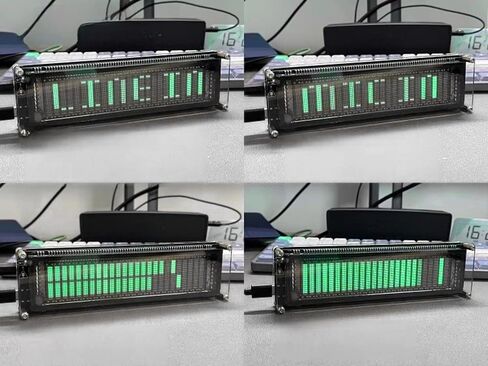 محلل طيف الصوت الاحترافي AK2515، مصور صوت الموسيقى لعرض VFD، محلل طيف الصوت للسيارة والمنزل، مدخل AUX وميكروفون 3.5 مم، AGC متقدم، وظيفة الساعة in Kuwait