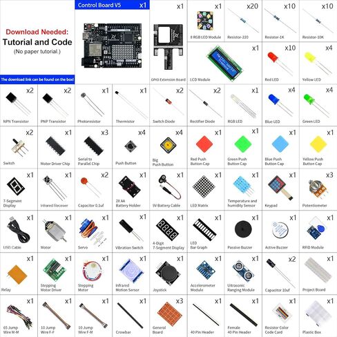 Freenove Ultimate Starter Kit with Board V5 Rev4 WiFi (Compatible with Arduino IDE), Arm Cortex-M4 Microcontroller, Onboard ESP32-S3, 399-Page Detailed Tutorial, 220 Items, 78 Projects in Saudi Arabia
