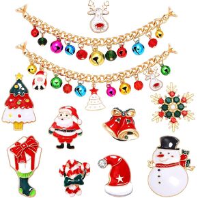 Christmas Shoe Charms Crystal Snowflake Bow Jingle Bell Snowman Santa Christmas Tree Shoe Decoration Charms Fits for Clog Sandals for Women Men Xmas Holiday Party Favors Gift