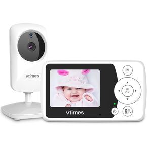 VTimes Baby Monitor with 2 Cameras, Video Baby Monitor with Camera and Audio No WiFi, 2 Camera Light Portable Baby Monitor VOX Mode Night Vision Pan-Tilt-Zoom Alarm and 1000ft Range, Ideal for Gifts