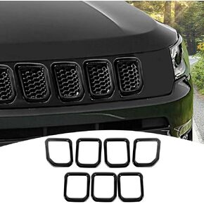 for Compass Front Grille Insert Cover Trim Frame Compatible with Jeep Compass 2021 2022 2023 Rainbow Exterior Accessories 7pcs