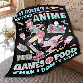 Anime Blanket Gifts for Kids,Life is Better with Anime and Ramen Print Throw,Soft Lightweight Plush Quilt for Bed Sofa Couch Room Decoration 50 in x 40 in Small for Kids