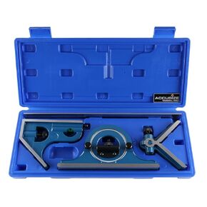 Accusize Industrial Tools 12'' 4 Combination Square Ruler Set Protractor Satin, 4-R Graduation, 0000-8101