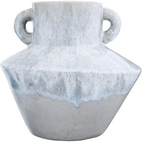 Bloomingville 8.25" H Stoneware Reactive Glaze Finish & Vertical Handles (Each one Will Vary) Vase, Mint