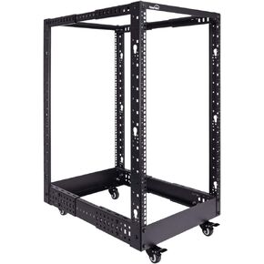Navepoint 25U Professional 4-Post IT Open Frame Server Network Relay Rack 4.5 Feet Tall Black