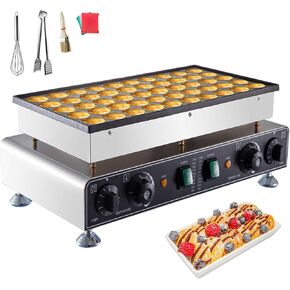 VEVOR 110V Mini Dutch Pancake Baker, 50PCS 1700W Commercial Electric Nonstick Waffle Maker Machine, 1.8 Inches Pancake Maker with 2 Thermostats & 2 Timers Separate Control, for Home and Restaurants in Saudi Arabia