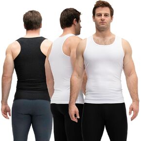 KISTA 3 Pack Men's Cool Dry Compression Sleeveless Tank Top, Sports Running Basketball Workout Base Layer
