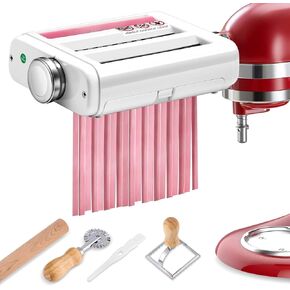 مرفق المعكرونة لخلاط كيتشن ايد 3 في 1 ملحقات صانع المعكرونة بما في ذلك قطاعة المعكرونة الأسباغيتي وقاطعة فيتوتشيني مع 2 قاطعة طوابع رافيولي و1 فرشاة تنظيف و1 دبوس دوار in Kuwait