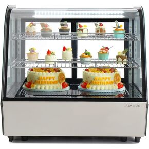 ROVSUN 3.7 Cu.Ft Refrigerated Display Case Commercial Countertop Refrigerator ETL NSF Certified, Display Refrigerator w/LED Automatic Defrosting Air-cooling Rear Sliding Door for Cafe Restaurant