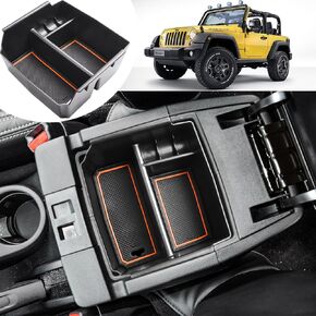 TACOBRO Center Console Organizer Tray for Jeep Wrangler JK and JKU 2011-2018 Accessories, Unlimited and 2 door, including Rubicon, Sport, Sahara Storage Box Insert Tray,NOT for 2018 JL/JLU, Black Trim