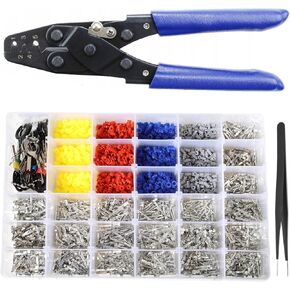 Crimping Tool,Open Barrel Crimp Plier 1/1.5/1.8/2.2/2.8/3.5mm Terminal Automotive pin Connector Car Electrical Wire Removal Non-Insulated Plug Male Female Pins Removal kit Wiring Butt