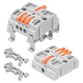 MECCANIXITY 4 قطع Din Rail Press كتل طرفية سريعة DIY موصلات أسلاك الربط (1 في 3 خارج) 32A كتل طرفية لدائرة كابل الأسلاك المضمنة 28-12AWG
