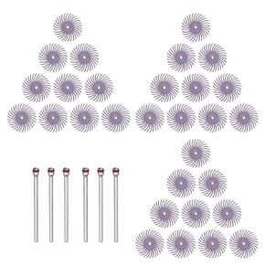 HARFINGTON 30pcs Radial Bristle Disc Set 1" 600 Grit Detail Abrasive Brush Kit Gap Polishing Wheel Assortment with 1/8" Mandrels Shank for Jewelry Wood Metal Polishing Cleaning, Purple