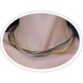 Multilayered Chunky Choker Necklace for Women, Punk Stainless Steel Snake Bone Wrap Necklace, Multilayered Punk Hip Hop Spring Collar Necklace, Prom Jewelry