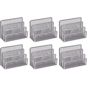 YBM Home Desk Mail Organizer for Office,3-Slot Mesh Letter Sorter/Holder Organize Folder Silver 2372