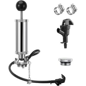 4'' Thread Keg Tap Beer Tap Pump, Beer Pump Keg Pump for Mini Kegerator, Party Pump Picnic Hand Pump with 2 Beer Faucets & Beer Hose, Kegerator Pump Draft Beer Faucet Beer Dispenser for Home Bar