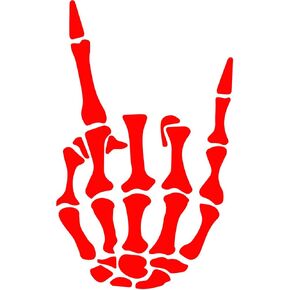 HungMieh Rock on Skeleton Hand Sticker, Rock N Roll Sticker, Skull Decal and Stickers for Car Hood, Window, Truck, SUV (8 X 4.8 Inch) (Holographic Silver)