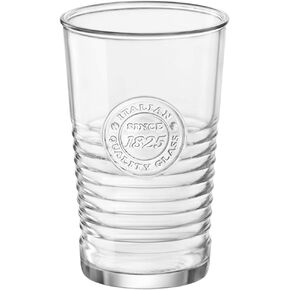 Bormioli Rocco Officina 1825 16 oz. Cooler Glass for Cold Drinks, Juices, and Cocktails, 4 Count (Pack of 1), Clear