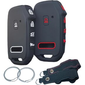 2Pcs Silicone Remote Key Fob Cover for 2023 2022 Kia K5 Telluride Stinger Sportage Forte Soul NIRO Ev Seltos Sorento (Black/Gray)
