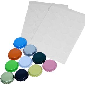 RUTICH 50 Flat Decorative Bottle Cap Mixed Colors(10colors) 50 Pieces Clear Epoxy Dot Stickers Hair Bows, DIY Pendants Craft ScraPbooks