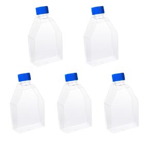 Cell Culture Flasks, Sterile Plastic Tissue Culture Bottle with Filter Cap, 25cm² Culture Area, TC Treated, 7ml Working Volume, 60ml Total Volume, Pack of 5