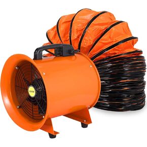 VEVOR Industrial Portable Air Blower Ventilator with Hose, 1070CFM 8 Inch Heavy Duty Tube Exhaust Fan with 16.4ft Flexible Duct, 195W High Velocity Air Mover for Extraction and Ventilation