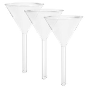 Glass Funnel Set for Lab: 3 Pack Heavy Wall Borosilicate Glass Funnels - Short Stem 60mm Length for Scientific Laboratory