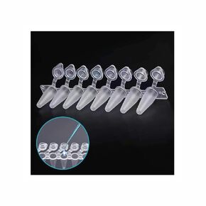 PCR Tubes - 0.2ml PCR Tubes Thin Wall ，8-Strip PCR Tubes with Shinged Flat Caps （125 Strips/Box)