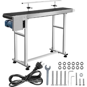 ناقل الحزام Happybuy مقاس 59 × 7.8 بوصة، طاولة ناقلة شديدة التحمل من الفولاذ المقاوم للصدأ، ناقل حزامي بمحرك لتطبيقات ترميز نفث الحبر، حزام PVC مطاطي مدعوم بالكهرباء الساكنة (درابزين واحد) in Kuwait