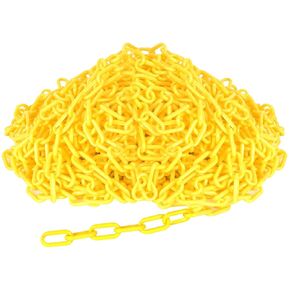 200 Feet Plastic Chain Links Plastic Barrier Chain Yellow Plastic Chains Weatherproof Safety Barrier Chain for Crowd Control, Alerting, Parking, Garden