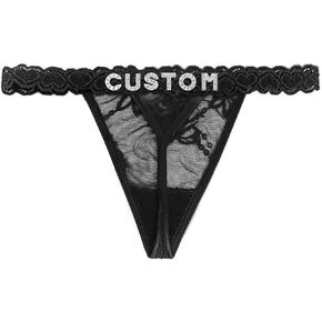Personalized Thong with Rhinestone Daddy Letters, Custom Underwear Panties with Name for Women Couples，Customizable
