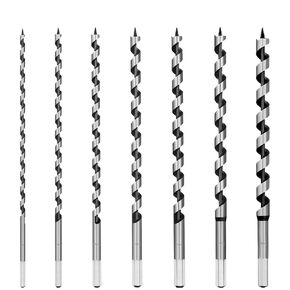 7Pcs Long Drill Bits for Wood, Auger Bore Drill Bit Set 12" Speedbore Wood Drill Bits Carbon Steel Extra Long Drill Bits for Hardwood, Plywood, Plastic Drywall and Composite Materials
