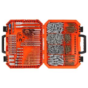 COMOWARE Drill Bits Set，195Pcs Drill Bits with 205Pcs Wall Plugs, Titanium Twist Dill Bits Brad Point Impact Driver Drill Bits Screwdriver Bits Set with Tough Case for Metal Concrete Masonry Wood