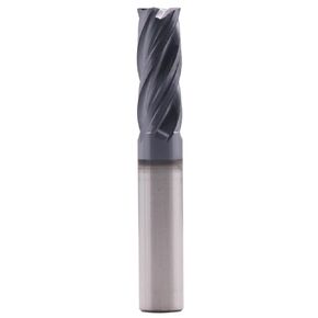 High Performance Solid Carbide End Mill - AlTiN Coated, HRC55, Variable Helix- .020" Corner Radius, 4 Flute, 3/8" Cutting Diameter, 3/8" Shank Diameter, 1" Length of Cut, 2-1/2" Overall Length