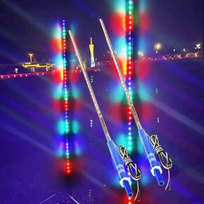 2 قطعة أضواء سوط LED، 3.4FT RGB 270 درجة ضوء سوط LED يتدفق تلقائيًا لـ ATV UTV RZR على الطرق الوعرة شاحنة قارب Can-am، DC12V.