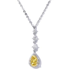 TIANYU GEMS 2CT Yellow Moissanite Pendant Neclaces for Women Sterling Silver 18K Yellow Gold Plated Yellow Pear Moissanite Diamond Neclace 15-18 in in Kuwait