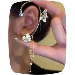 Butterfly EAR CUFF NON PIERCING Diamond Gorgeous Jewelry Dangle Earrings（ONE SIDE）