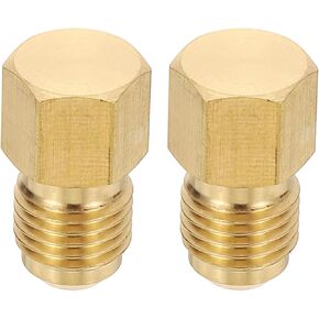 PATIKIL 5/8" Brass Flared Plug, 2 Pack 45 Degree SAE Seal Tube Fitting Hex Pipe Fittings for Air Conditioner Refrigeration, Brass Tone