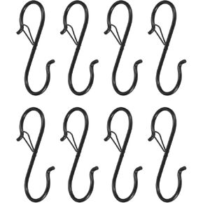 HARFINGTON 8pcs S Hooks 3.5 Inch S-Shaped Metal Hook Hanger with Safety Buckle for Hanging Plants Clothes Pots and Pans Kitchen Utensil Bags, White